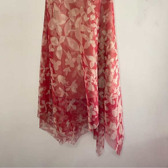 BCBG MAXAZRIA Floral Halter Asymmetrical Hem Midi Dress, Size 2 - Picture 4 of 10